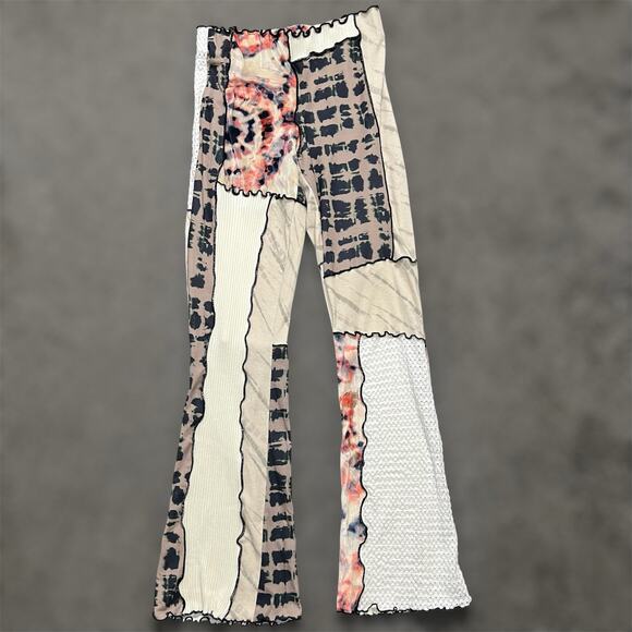 Jaded London Multicolor Patchwork Flare Pants - Picture 1 of 8
